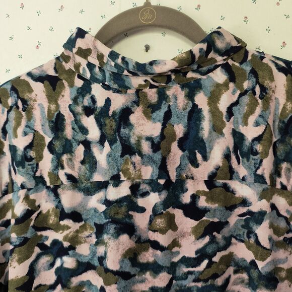 Susan Graver Liquid Knit Top 2X Multicolor Abstract Print Button-up Office Boho - Picture 9 of 16